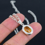 Geltonas citrinas 10x14 S užsegimo grandinėlės pakabukas rankų darbo smulkiai poliruotas 925 prabos sidabro pakabukas su modernaus dizaino dovana vestuvėms, nuotakai geltona