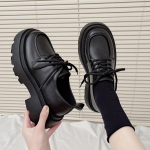 Moteri&scaron;ki Pavasariniai Nauji Juodi Platforminiai Batai Platforminiai Batai Moteri&scaron;ki Loafers Slip on Boat Batai Dizaineris Kasdieniai odiniai Oksfordo batai 38