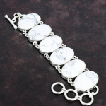 Howlite apyrankė brangakmenių papuo&scaron;alai 925 prabos sterlingų sidabro reguliuojama grandinėlės apyrankė labai graži Howlite papuo&scaron;alai rankų darbo apyrankė dovana moterims Adjustable