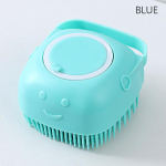 Naminių gyvūnėlių priežiūros vonios masažo &scaron;epetys su muilu ir &scaron;ampūno dozatoriumi Mink&scaron;ti silikoniniai &scaron;ereliai, skirti ilgaplaukiams trumpaplaukiams &scaron;unims katėms du&scaron;as mėlyna