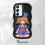 Dažytas ra&scaron;tas Big Wave Edge Mink&scaron;ta silikoninė medžiaga Macaron telefono dėklas, atsparus smūgiams, apsauginis guminis korpusas, skirtas OnePlus Vivo Motorola Moto Vivo Y30 juoda