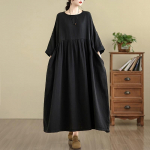 Ilgomis rankovėmis plius dydžio medvilninės vintažinės naujos suknelės moterims kasdienė laisva pavasario rudens suknelė