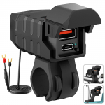Motociklo USB maitinimo &scaron;altinis, Vandeniui atsparus, Lizdas, Specialus maitinimo &scaron;altinis motociklams, I&scaron;vestis: PD (36W) juoda