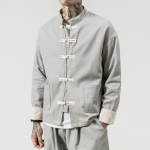 Vyri&scaron;kos kimono atviros striukės Tvirtos vir&scaron;utinių drabužių paltai Laisvi laisvalaikio kinų stiliaus vyri&scaron;ki ilgomis rankovėmis Retro patogūs paltai 5XL pilka