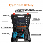 Buitinis daugiafunkcinis 21V akumuliatorinis gręžtuvas 3 darbo režimai 2 greičių valdymas Tolygus greitis Mini elektrinis gręžtuvas/atsuktuvas su LED &scaron;viesa Type1:1pcs Battery