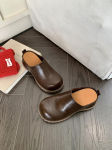 Moterims &scaron;lepetės uždaru priekiu storas padas padidintas vidinis auk&scaron;tis sandalai retro vienspalvės plok&scaron;čiu padu moteri&scaron;ki slingback bateliai 35 ruda