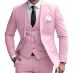 Eleganti&scaron;kas mėtų žalumo 3 dalių vyri&scaron;kas kostiumas Jaunikio Smokingas Verslo kostiumas Slim Fit Su įpjovomis atlapais &Scaron;varkas Liemenė Kelnės Vestuvėms &Scaron;ventei I&scaron;leistuvėms L rožinė