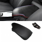 Mink&scaron;tos anglies tekstūros odos centrinio porankio dangtelis BMW 3 serijos F30 2013 - 2017 2018 automobiliui, centrinės konsolės porankio dėžutės dangtelio apdaila RHD white line