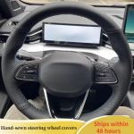 Car Steering Wheel Cover Non-slip Wear-resist For Geely Coolray - ized Microfiber Leather DIY Steering Wheel Braid Purple Thread