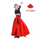 Didelis svyruojantis ispanų flamenco skaros sijonas Poliesterio Paso Doble &scaron;okio suknelė Vaikams Mergaitėms 3XL-180 degree