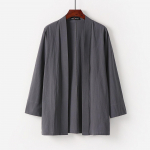 Vyri&scaron;ki japoni&scaron;ki megztiniai kimono palaidi medvilniniai lininiai atviri laisvalaikio vasariniai mar&scaron;kiniai 9XL pilka