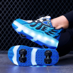 28-37 Vaikų keturratės i&scaron;ardomos į plok&scaron;čius sportiniai bateliai Tinklelio LED ap&scaron;viesti sportiniai bateliai &Scaron;viesūs bateliai 28