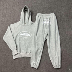 Klasikinis garlaivio logotipas su gobtuvu ir unisex laisvalaikio kelnių rinkinys Medium gray