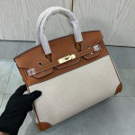 Pirmas sluoksnis su ličių ra&scaron;tu karvės oda su drobiniu platininiu krep&scaron;iu 25-30CM (H02 audinys BK) 30CM brown