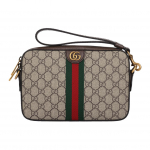 Gucci Ophidia Gg Auksinis Etiketas Senas Gėlių Logotipas Dryžuota Juosta Drobė Su Odos Apdaila Kameros Krep&scaron;ys Basic+Dust Bag juodmedis/ruda