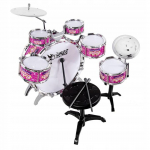 Didelis mu&scaron;amųjų instrumentų rinkinys vaikams 6 būgnai 2 cimbalai taburetė Muzikinis žaislas