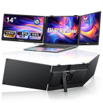 Blackview DCM5 trigubas ne&scaron;iojamojo kompiuterio ekrano prailgintuvas, 14 1080P FHD IPS ne&scaron;iojamas i&scaron;orinis ekranas, du kabeliai USB C, Plug & Play, suderinamas su Windows/Mac juoda