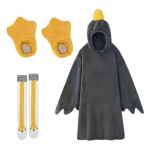 1 rinkinys žąsiuko antklodės su gobtuvu, unisex animacinių filmukų pižamų rinkinys, oversized mink&scaron;tas &scaron;iltas kombinezonas su geltonu snapo dizainu, žiemos vakarėlio miego drabužiai suaugusiems ir vaikams L pilka