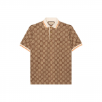 GUCCI Gg Logotipo Žakardinis Polo Mar&scaron;kinėlis 742384-XJFGU-2270 XL-No Original Gift Bag Or Gift Box smėlis
