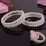 Moteri&scaron;kos eleganti&scaron;kos baltos dirbtinių perlų kri&scaron;tolinio akmens tamprumo žavesio apyrankės dovana