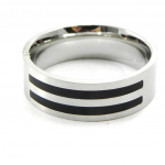 Bague Acier 'Tony' Noir Argent&eacute; 62