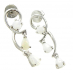 Les Tr&eacute;sors De Lily [I8880] - Boucles Argent 'D&eacute;esse Opale' Blanc argent&eacute; (rhodi&eacute;) - 25x6 mm