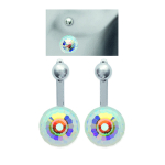 Les Tr&eacute;sors De Lily [M9922] - Boucles contours de lobes argent 'Boules de Cristal' blanc bor&eacute;al - 8 mm balta