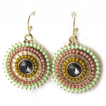 Les Tr&eacute;sors De Lily [N0767] - Boucles Cr&eacute;ateur 'Alta&iuml;' vert beige dor&eacute; įvairiaspalvis