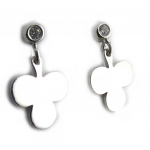 Les Tr&eacute;sors De Lily [N2216] - Boucles Argent 'Jeux de Cartes' blanc (tr&egrave;fle) - 11x11 mm