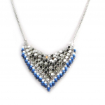 Les Tr&eacute;sors De Lily [N3104] - Collier 'Cotte de Maille' bleu argent&eacute; mėlyna