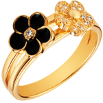 Bague plaqu&eacute; or 'Flora' noir dor&eacute;