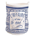 Les Tr&eacute;sors De Lily [Q1943] - Pani&egrave;re &agrave; linge coton 'Messages' bleu beige (l'Affaire est dans le sac ! ) - 50x40 cm