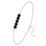 Lily-Crystal [R0950] - Bracelet argent artisanal 'Mineralia' noir argent&eacute; - 20x4 mm