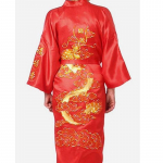 &Scaron;ilko pižamos chalatas, siuvinėjimas, drakonas, kimono, chalatas miegui, naktiniai mar&scaron;kiniai pižama XXL kardinolas