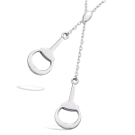 Les Tr&eacute;sors De Lily [R1544] - Collier Argent 'Equitation' argent&eacute; (rhodi&eacute;) - 50x10 mm