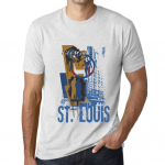 Vyri&scaron;ki vintažiniai mar&scaron;kinėliai su grafika ST. Louis gyvenimo būdas vintažiniai balti M baltos spalvos nuo blyksnio