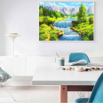 HUACAN Dream Home Peizažas Upės medžiai 5D pilnas apvalus deimantinis dažymas kryželiu Full square 25*30 cm