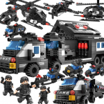6IN1 SWAT Miesto Sunkvežimis Konstruktorių Rinkiniai Sraigtasparnis Transporto priemonė Kaladėlės &Scaron;vietimo Žaislai Vaikams 1 set