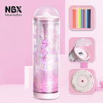 Pakeliamas ra&scaron;tinės reikmenų pie&scaron;tukų dėklas NewmeBoX akrilo ra&scaron;iklio dėžutė su siurbimo puodeliu apačioje 23*7cm rožinė