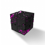 &bdquo;Fidget Infinity Cube&ldquo; žaislas, i&scaron; aliuminio lydinio metalo &bdquo;Infinity Cube&ldquo; įtaisų žaislai suaugusiems, &bdquo;Magic Cube&ldquo; streso nerimui mal&scaron;inti 3.8*3.8*3.8cm rožinė raudona spalva/juoda