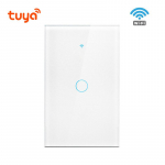 Tuya Smart Life prabangus stiklo skydelio i&scaron;manusis jungiklis AC90V-260V jutiklinis jungiklis Reikia neutralios linijos balso valdymo &scaron;viesos belaidžio sieninio jungiklio 1-Gang balta