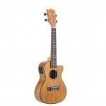24 colių Cutaway Ukulele Hawaii gitaros instrumentas LED EQ Koa / fanera Cowry Shell Brims / OX Bone
