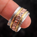 Unisex žiedas, &scaron;irdies žiedas, Statement papuo&scaron;alai, nerimo žiedas, sidabrinis suktukas, raminantis žiedas 8.5 sidabras