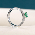 Bella Box Factory Didmeninė prekyba Retro moteri&scaron;kas žiedas Klasikinis ovalus kubinis cirkonio smaigalys nustatymas Vestuvinis pir&scaron;tų žiedas Moterims Dovana 6 žalia