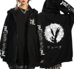 Death Note Harajuku Anime Paltai su užtrauktuku Gobtuvėliai Vyri&scaron;ki &scaron;varkai Laisvalaikio laisvi gobtuvai su užtrauktuku Manga L Lawliet Spausdintos vir&scaron;ūnės Megztiniai Unisex Couple Streetwear S