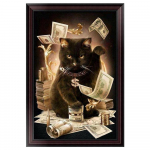 5D PASIDARYK PATS Deimantinė tapyba Juodas laimingas katinas Deimantinė siuvinėjimo pilna mozaikos rinkiniai Kryželiu Namų dekoras Rankų darbo dovanos Round 20x30cm