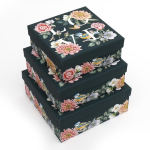 Les Tr&eacute;sors De Lily [R8332] - Set de 3 bo&icirc;te gigognes 'Jardin Botanique' marine multicolore - 20- 18 et 16 cm