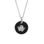 Les Tr&eacute;sors De Lily [R4913] - Collier Argent 'Petit Ange' noir argent&eacute; (rhodi&eacute;) - 15 mm (c&eacute;ramique)