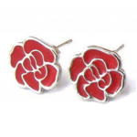 Les Tr&eacute;sors De Lily [R5232] - Boucles d'oreilles 'Rosa Romantica' rouge - 14 mm raudona