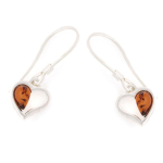 Les Tr&eacute;sors De Lily [R5527] - Boucles Argent artisanales 'Inspiration' Ambre cognac (rhodi&eacute;) - 10x9 mm